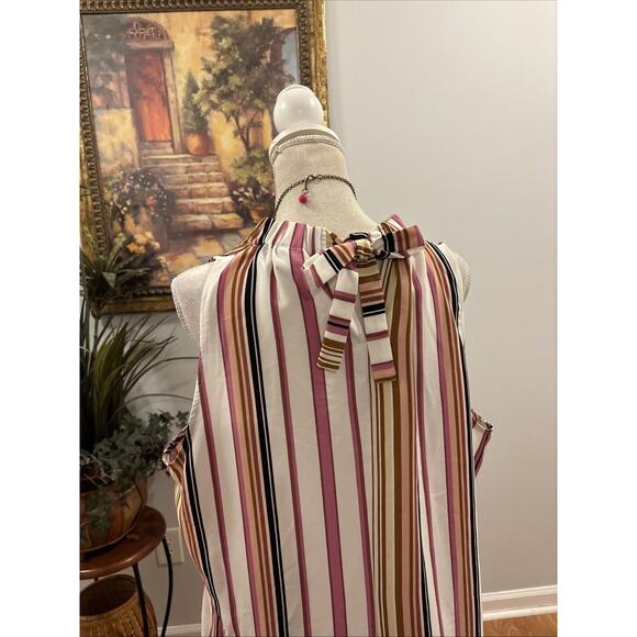 Apt.9 Women's Size XL Sleeveless Striped Tie Back Shift Dress High Neck Pullover - Picture 5 of 11